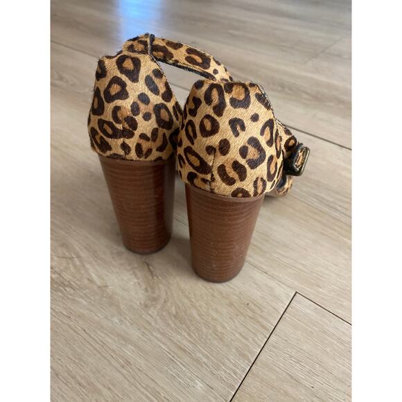 Soludos Collette heels women’s size 8.5 leopard print calf hair ankle strap - Picture 6 of 7